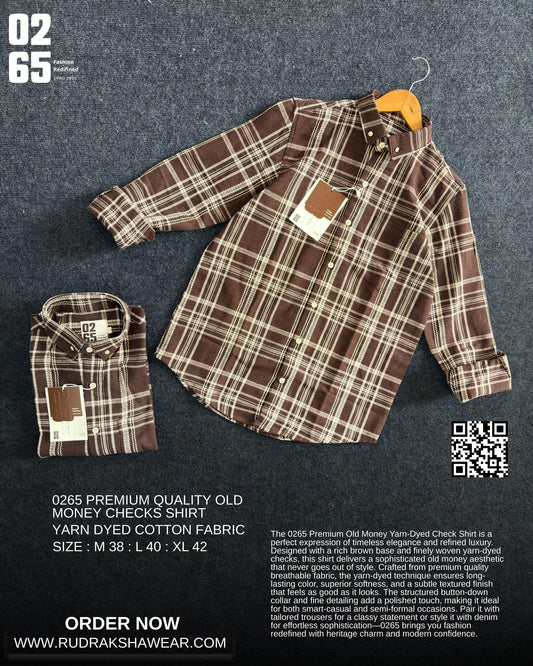 0265 Premium Old Money Textured Checks Full Sleeve Shirt | 100% Cotton Fabric | Back Side Pleated | Button Down Collar