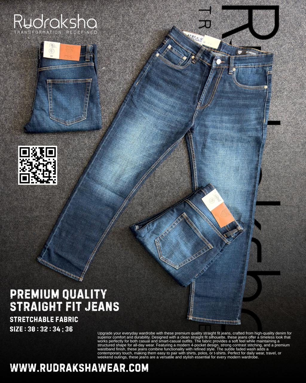 Straight Fit Jeans | Premium Quality | Stretchable | Length 40” | Long Lasting Shades | Comfort in every move