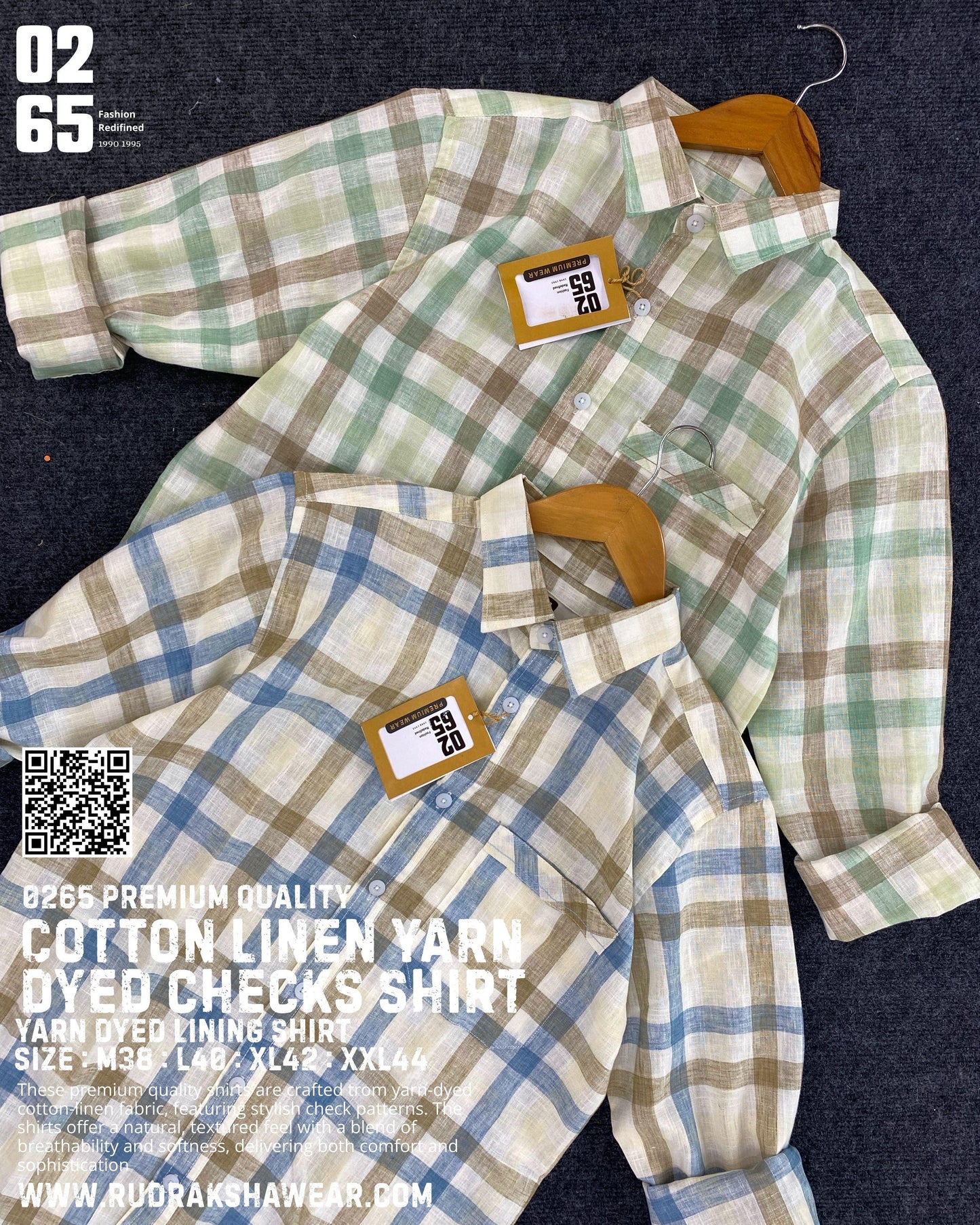0265 Premium Cotton Linen Full Sleeve Yarn Dyed Checks Shirt
