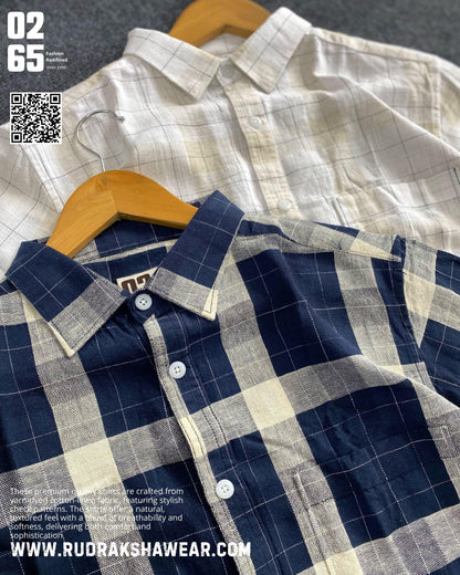 0265 Premium Cotton Linen Full Sleeve Yarn Dyed Checks Shirt