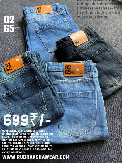 Straight Fit Whisker Jeans By 0265 - NON STRETCHABLE
