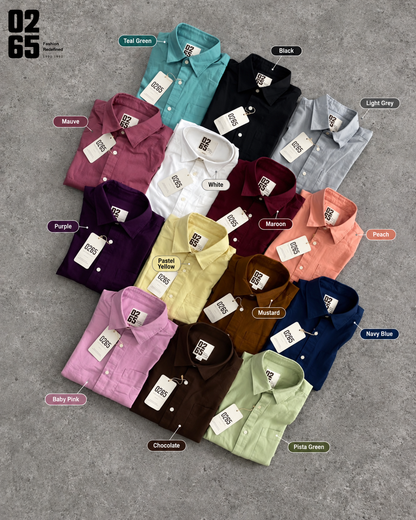 0265 Plain Full Sleeve Shirt | Back Side Box Pleated | 100% Soft Cotton Oxford Fabric