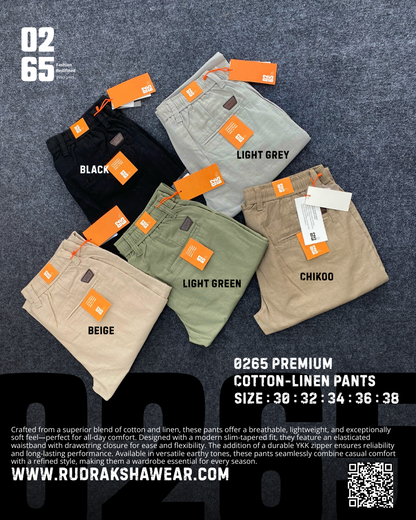 0265 Premium Cotton Linen Casual Pant | Length 40" to 40.5"