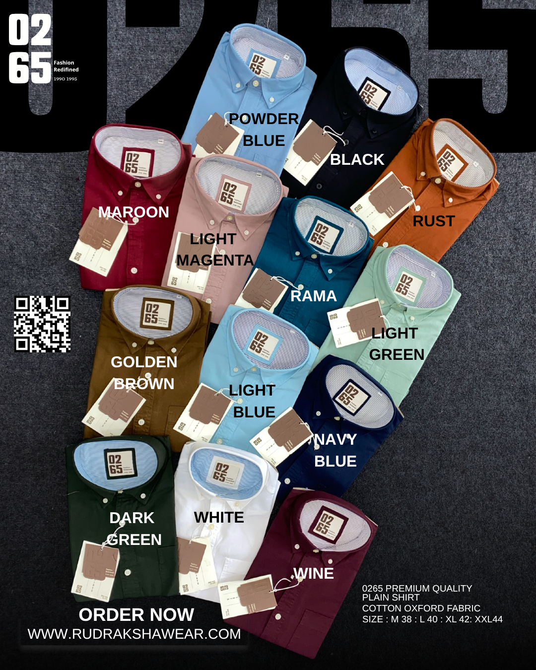 Signature 0265 Premium Cotton Oxford Full Sleeve Shirt | Back Side Box Pleated | Button Down Collar