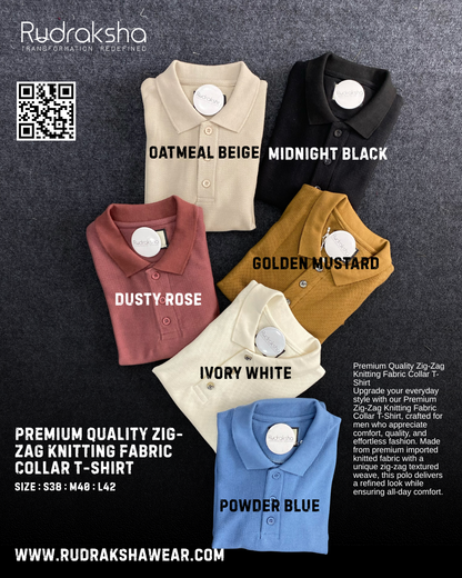 Premium Quality Collar T-Shirt | Zic Zag Knit Cotton Fabric | Old Money Vibe