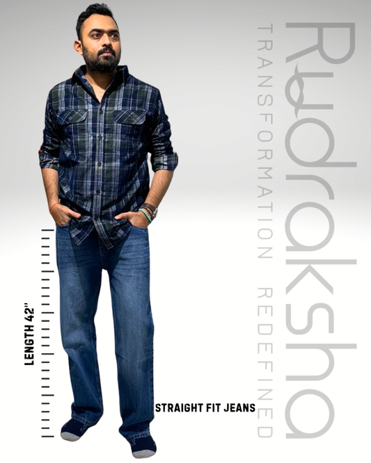Straight Fit Jeans | Non-Lycra | Length 42" | Bottom 18"