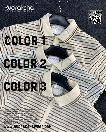 Premium Popcorn Fabric Half Sleeve Collar Zipper T-Shirt