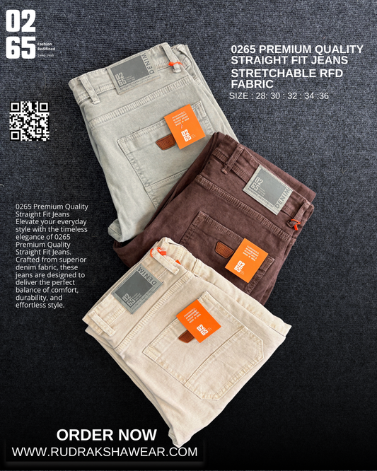 0265 Straight Fit Jeans | Stretchable | Length 40" | RFD Fabric