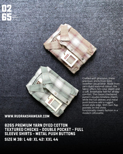 0265 Premium Yarn Dyed Textured Double Pocket Shirt - Full Sleeve - Metal Push Buttons