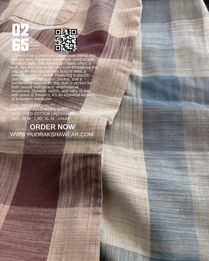 0265 Cotton Linen Yarn Dyed Checks Shirt | Full Sleeve