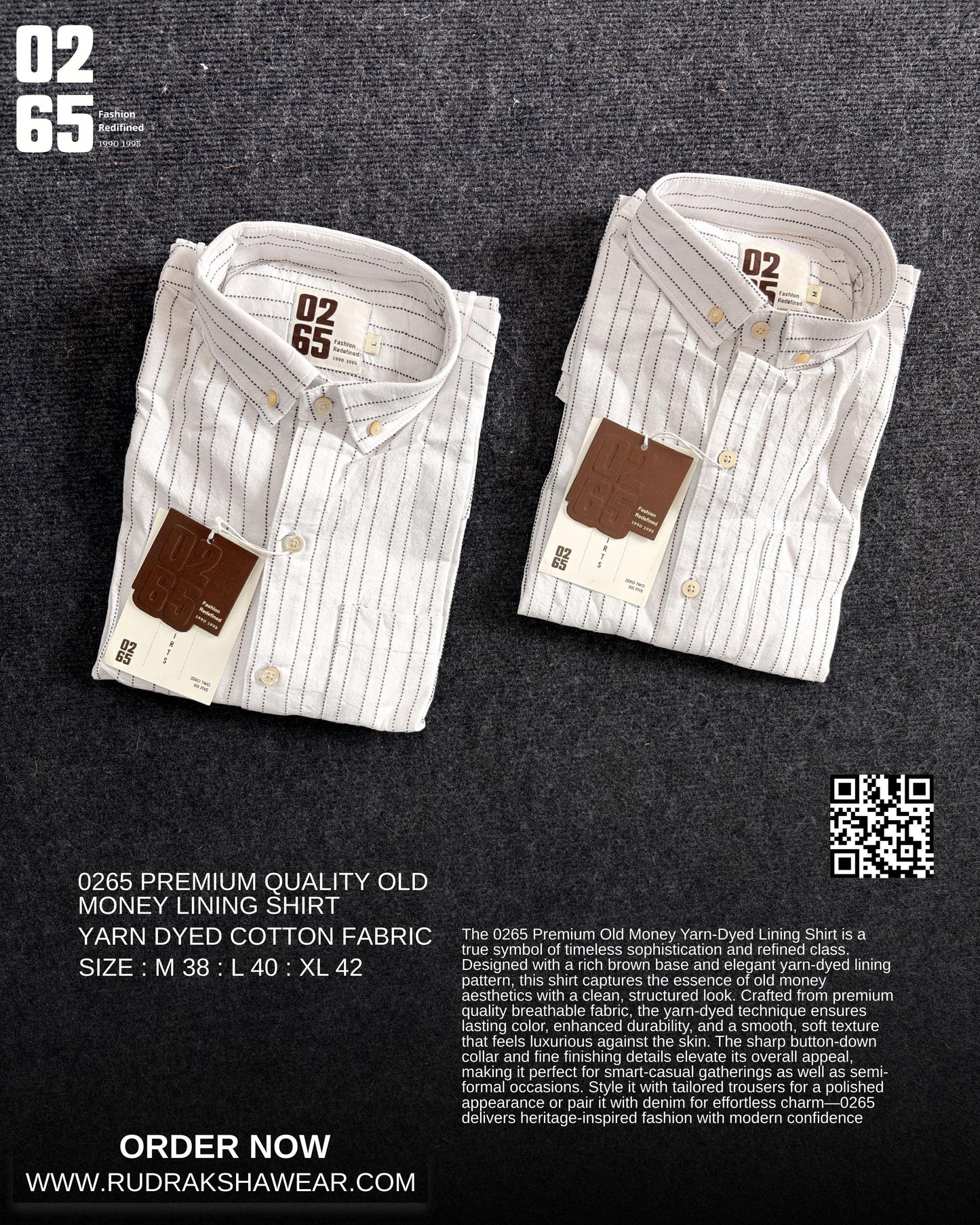 0265 Premium Old Money Vertical Lining Textured Full Sleeve Shirt | 100% Cotton Fabric | Back Side Pleated | Button Down Collar