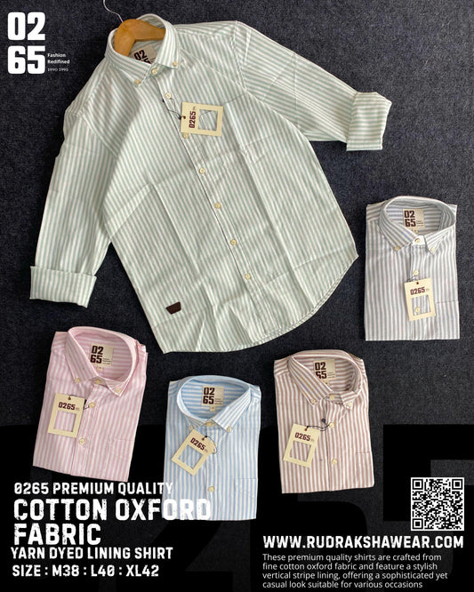 0265 Premium Quality Oxford Fabric Lining Shirt | Button Down Collar | Back side box pleated
