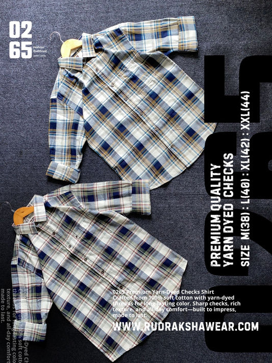 Indigo Full Sleeve Yarn Dyed Checks Shirt- Premium Range By 0265