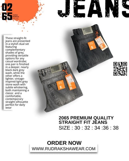 0265 PREMIUM STRAIGHT FIT JEANS | MERGING WHISKER| NON LYCRA | 42” Length