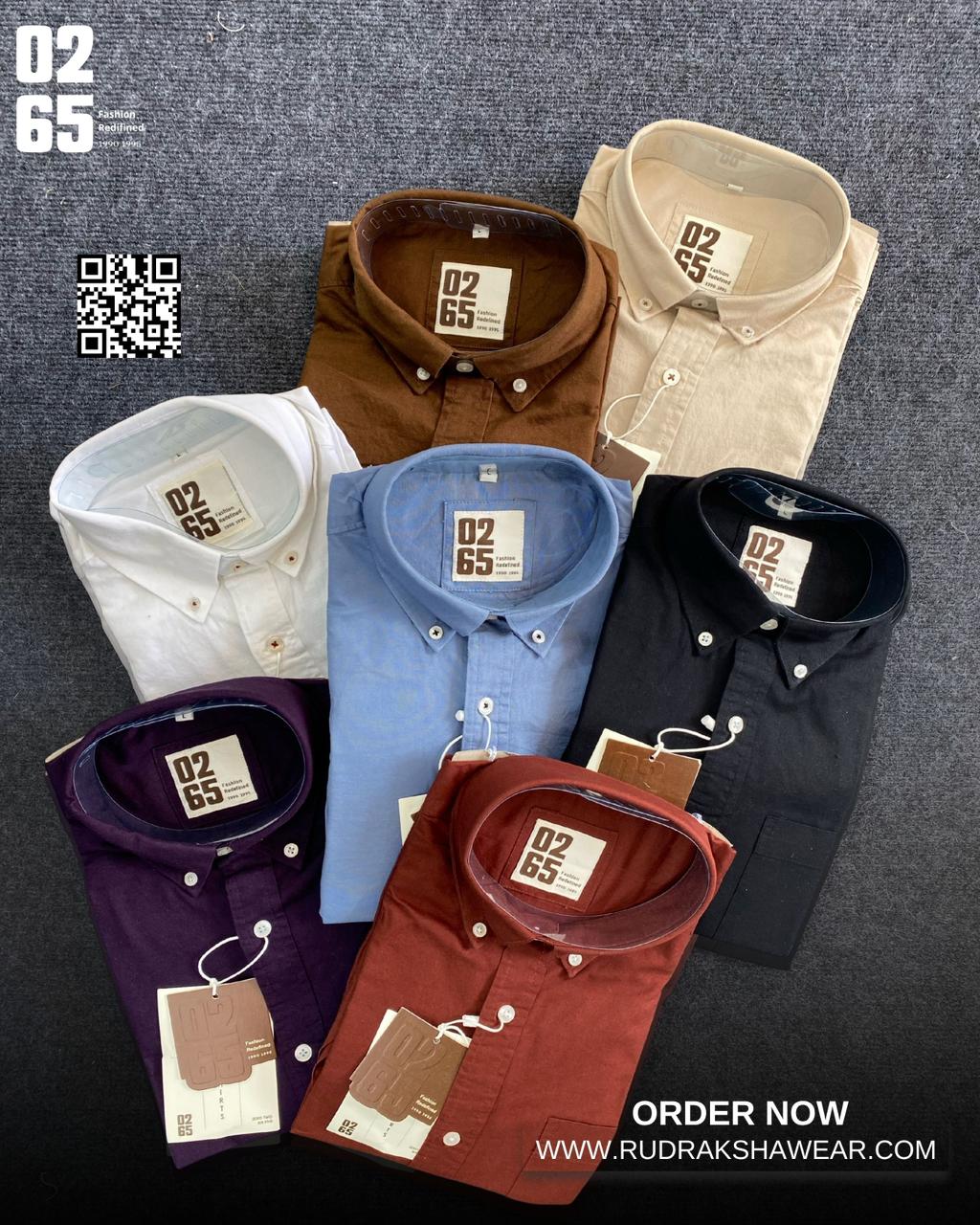 0265 Premium Plain Full Sleeve Shirt | Button Down Collar | Back Side Box Pleated With Loop | 100% Cotton Oxford Fabric