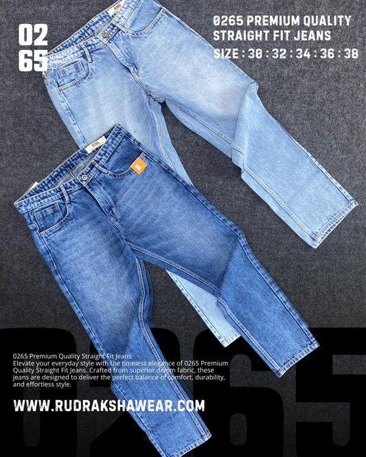 0265 PREMIUM STRAIGHT FIT JEANS | MERGING WHISKER| NON LYCRA | 42” Length