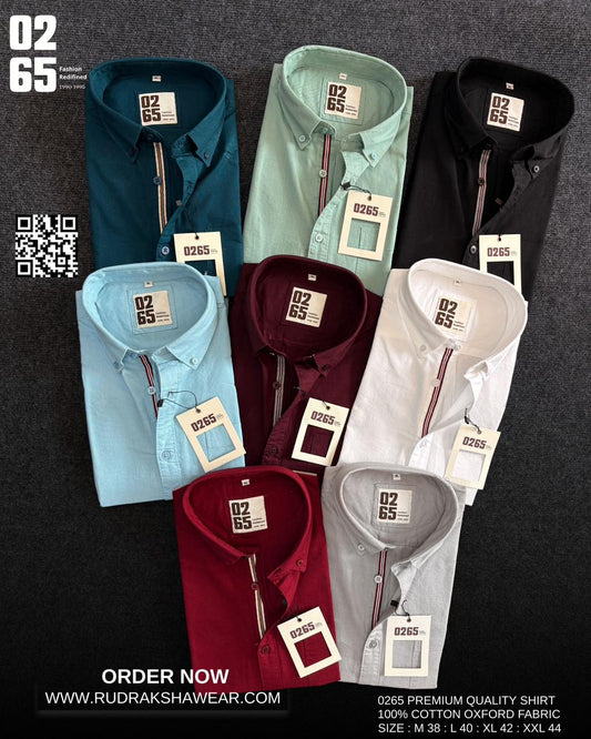 0265 Premium Plain Full Sleeve Shirt | Button Down Collar | Back Side Box Pleated With Loop | 100% Cotton Oxford Fabric | Inside Placket Tape 🔥