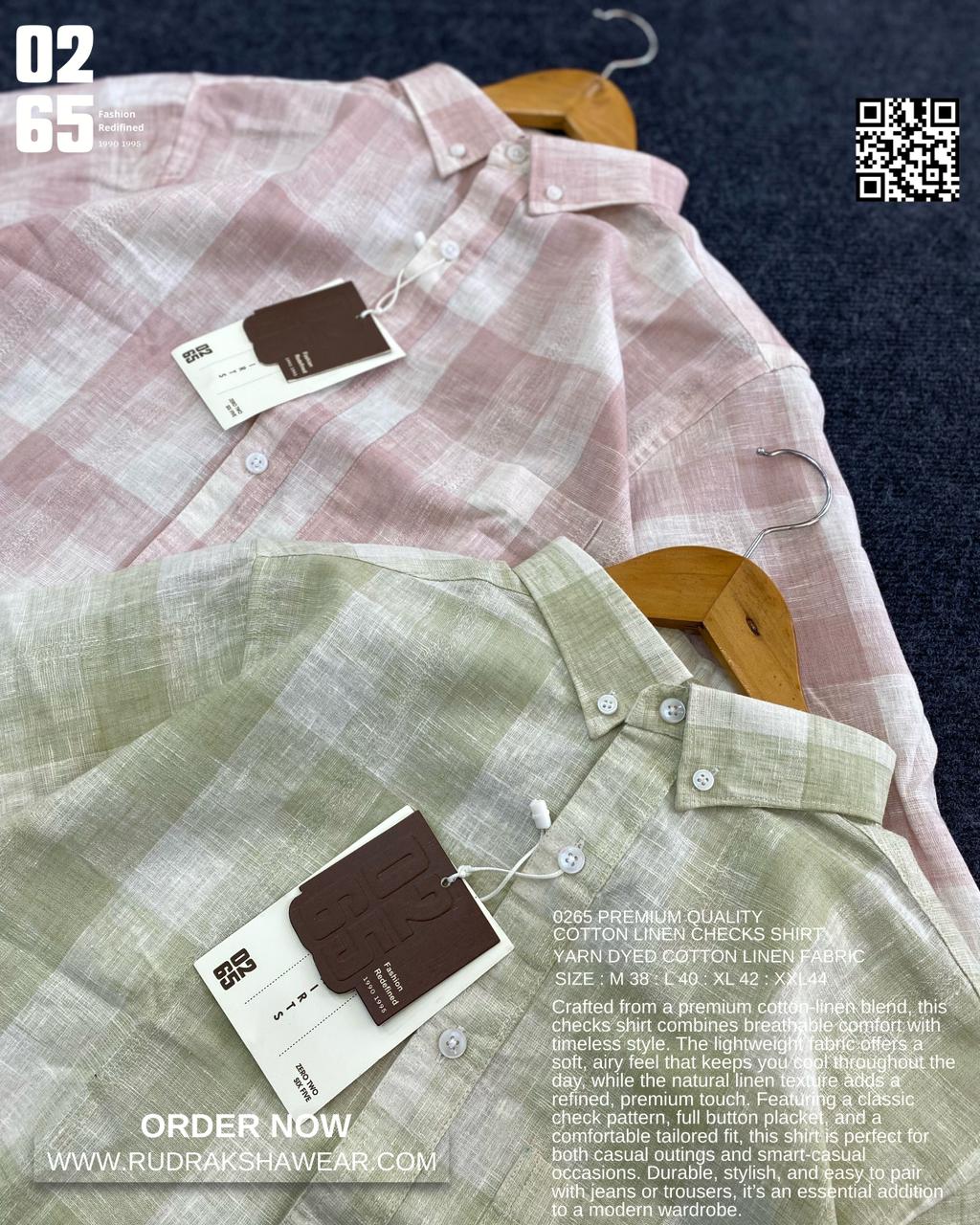 0265 Cotton Linen Yarn Dyed Checks Shirt | Full Sleeve