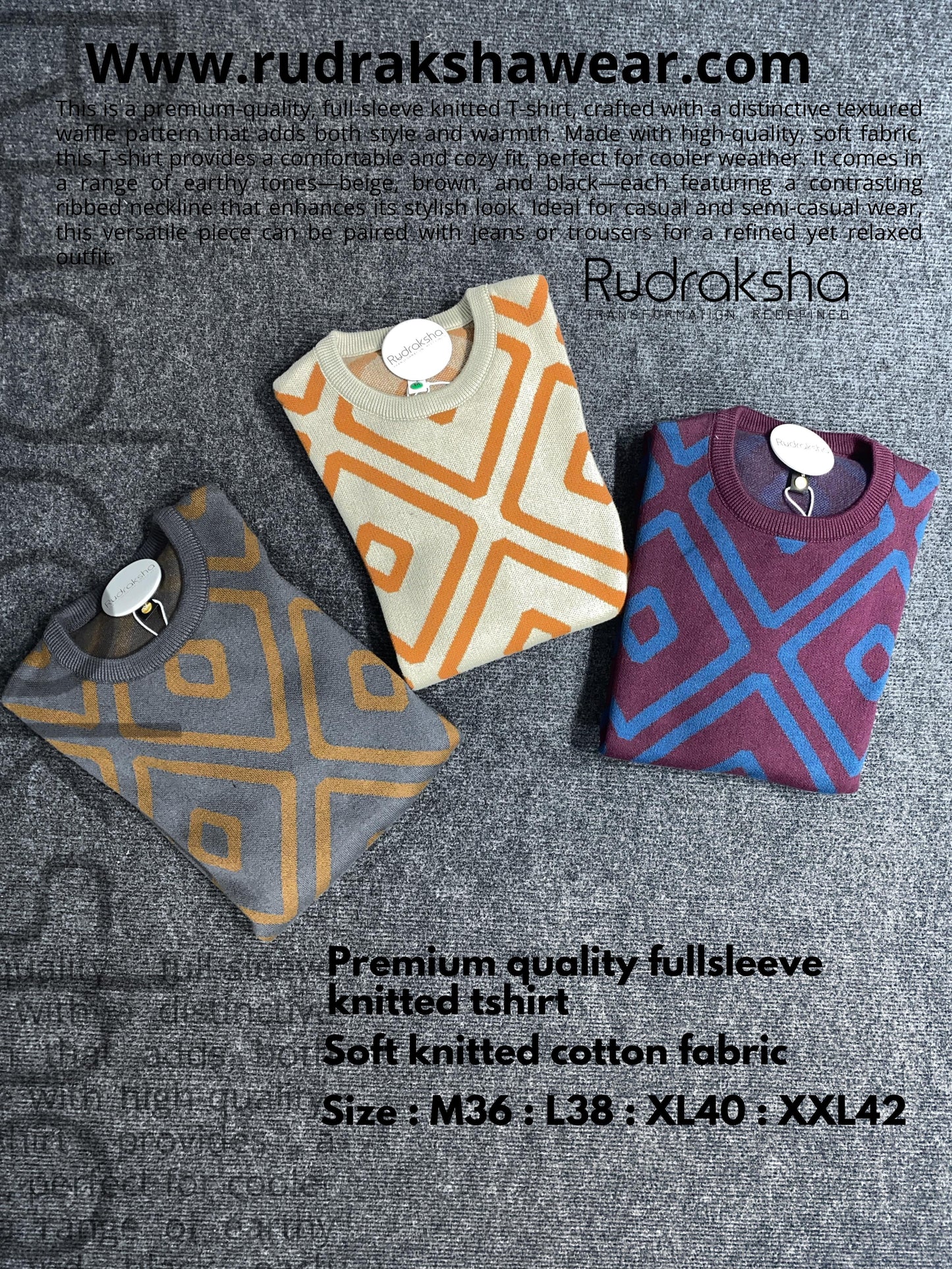 Premium Cotton Knitted Full Sleeve T-shirts - Pre Winter Collection