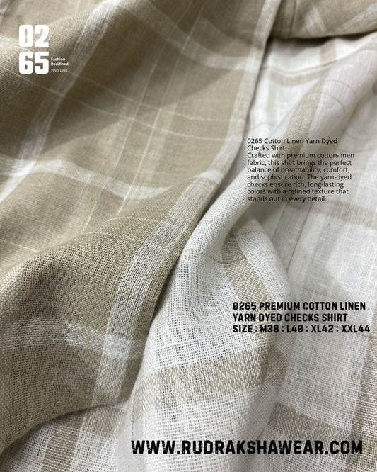 0265 Premium Cotton Linen Full Sleeve Yarn Dyed Checks Shirt