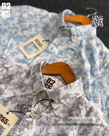 0265 Cotton Slub Printed Full Sleeve Shirt | Box Pleated