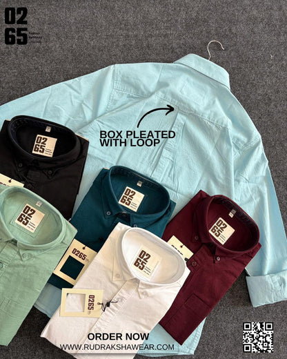 0265 Plain Full Sleeve Oxford Shirt | Inside Placket Tape