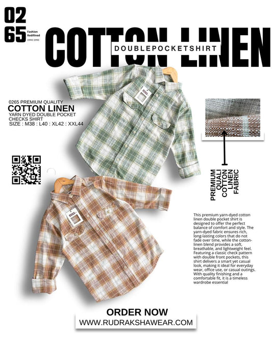 0265 Double Pocket Cotton Linen Full Sleeve Shirt