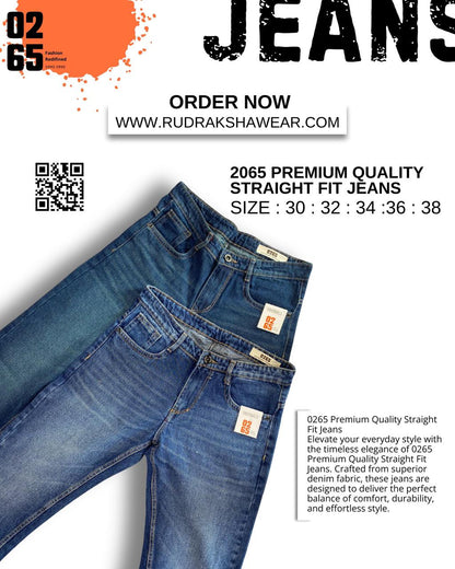 0265 PREMIUM STRAIGHT FIT JEANS | MERGING WHISKER| NON LYCRA | 42” Length