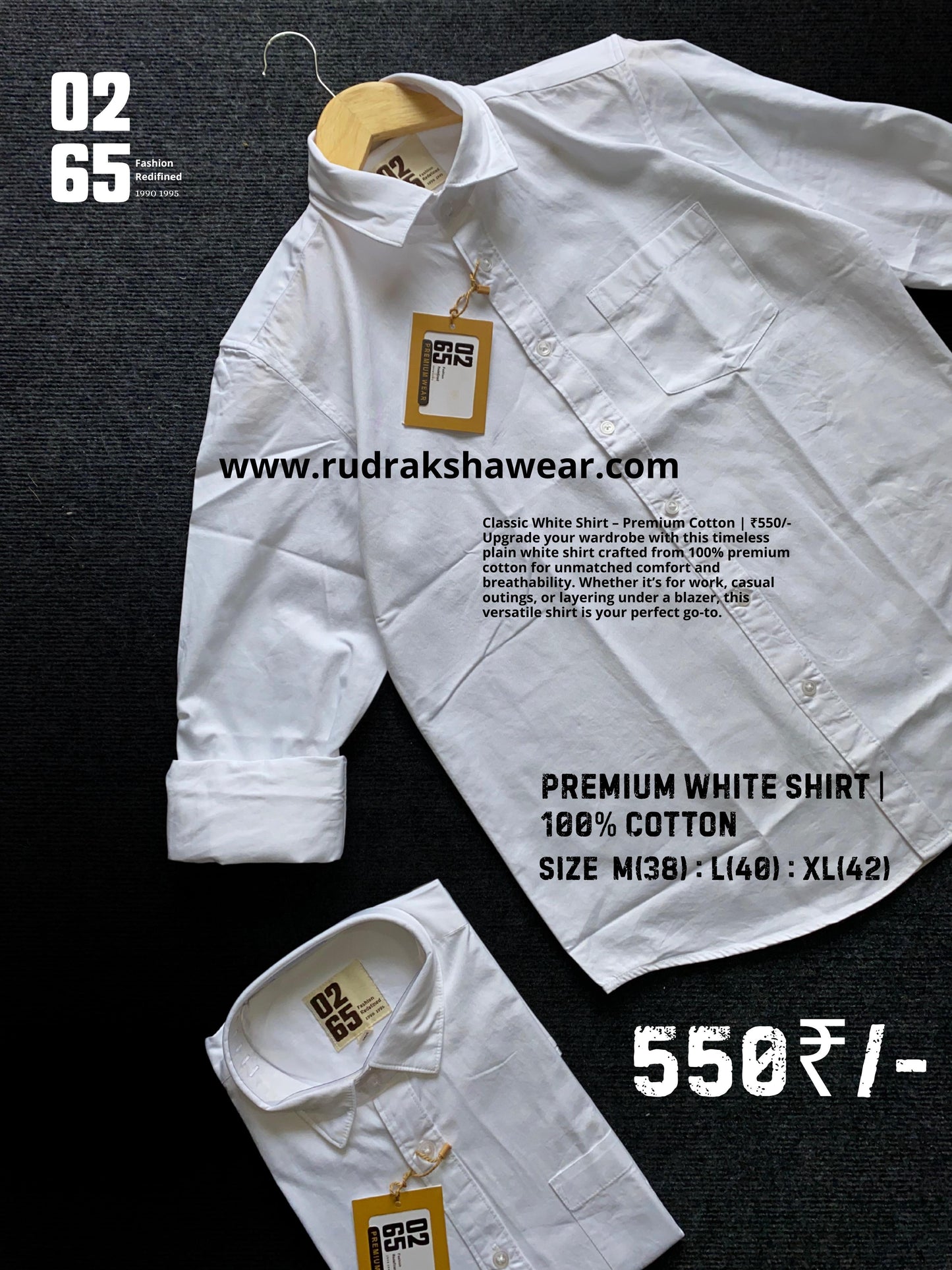 Premium White Shirt | 100% cotton fabric | full sleeve