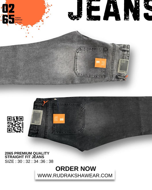 0265 PREMIUM STRAIGHT FIT JEANS | MERGING WHISKER| NON LYCRA | 42” Length