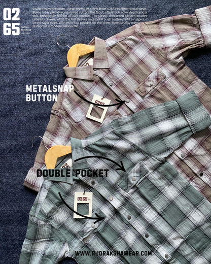 0265 Premium Yarn Dyed Textured Double Pocket Shirt - Full Sleeve - Metal Push Buttons