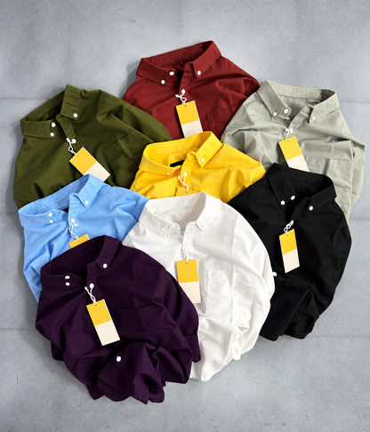 Cotton Linen full Sleeve Shirt | Button Down Collar
