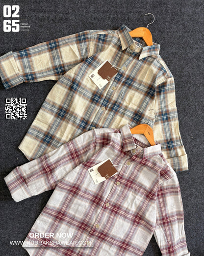0265 Cotton Linen Yarn Dyed Checks Full Sleeve Shirt