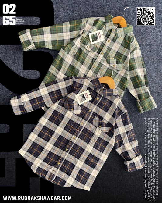 0265 Premium Double Pocket Full Sleeve Shirt | 100% Cotton Fabric | Ultra Soft Fabric | Metal Push Buttons