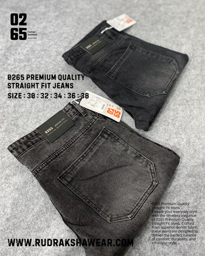 0265 PREMIUM STRAIGHT FIT JEANS | MERGING WHISKER| NON LYCRA | 42” Length