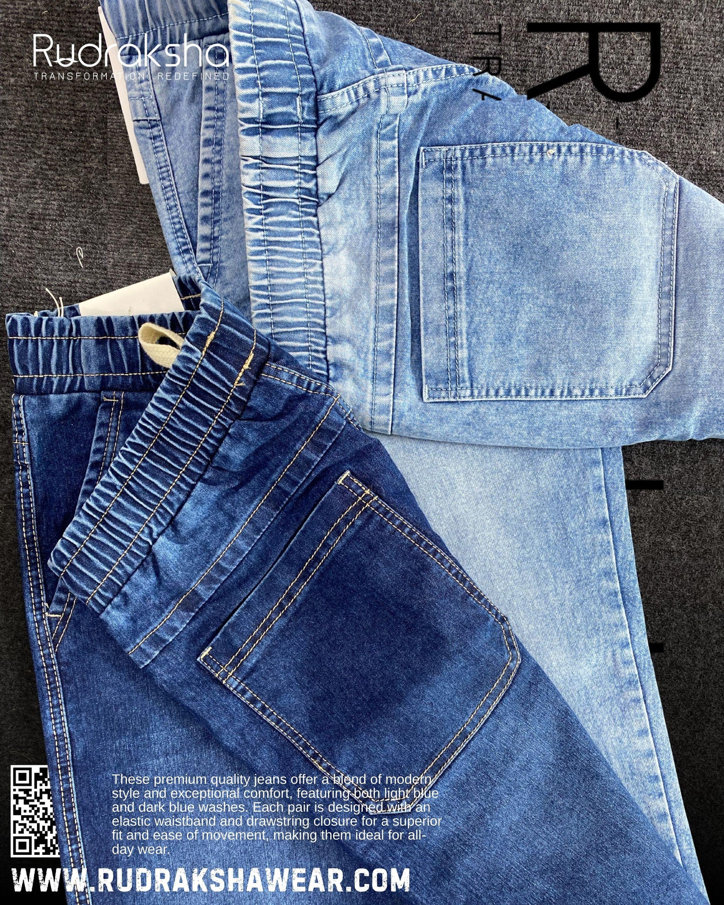 Premium Quality Jeans | Comfort Fit | Front cross pockets | 41” Length | Stretchable