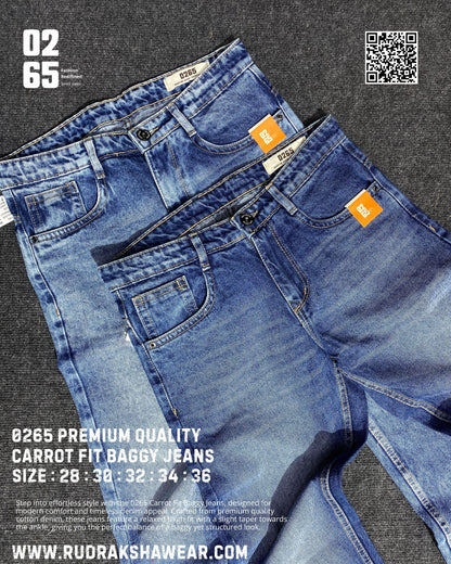 Whisker Carrot Fit Baggy Jeans By 0265 | New Introduction | Non Stretchable | Length 39"/ 40"