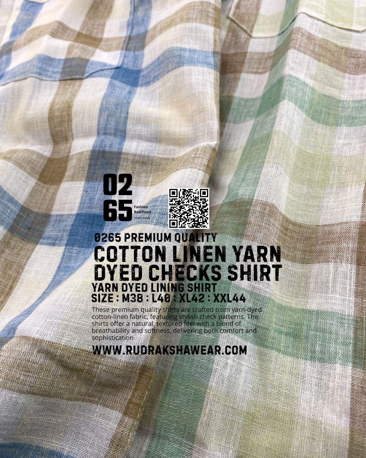 0265 Premium Cotton Linen Full Sleeve Yarn Dyed Checks Shirt