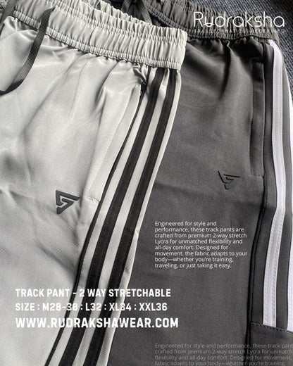 2 Way Stretchable Track Pant - With Two front side pocket zippers - Easy Dry Fabric