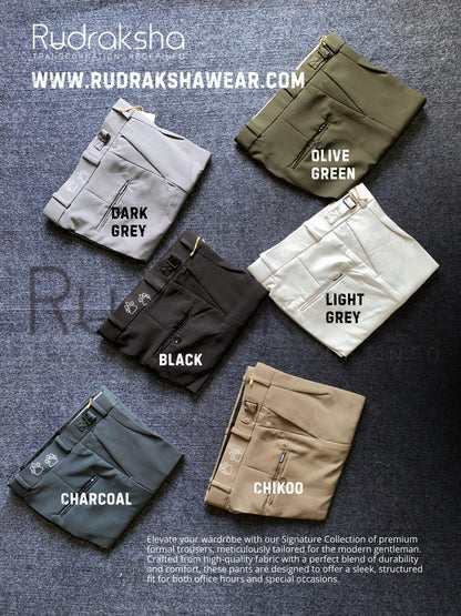 Premium Trousers With Buckle and Extended Belt - Imported Wrinkle Resistant Fabric