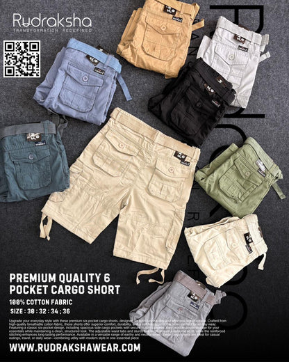 6 Pockets Shorts | 100% Cotton Fabric | With Belt | Summer Special | Cargo Pockets