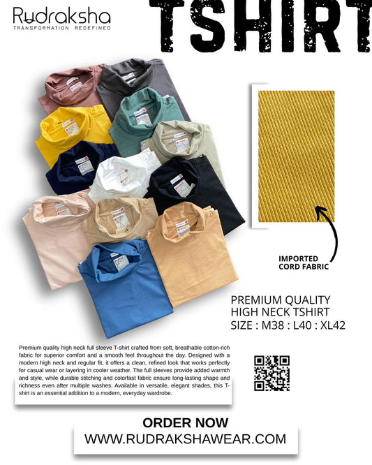 Premium High Neck Full Sleeve T-Shirts | Cotton Fabric