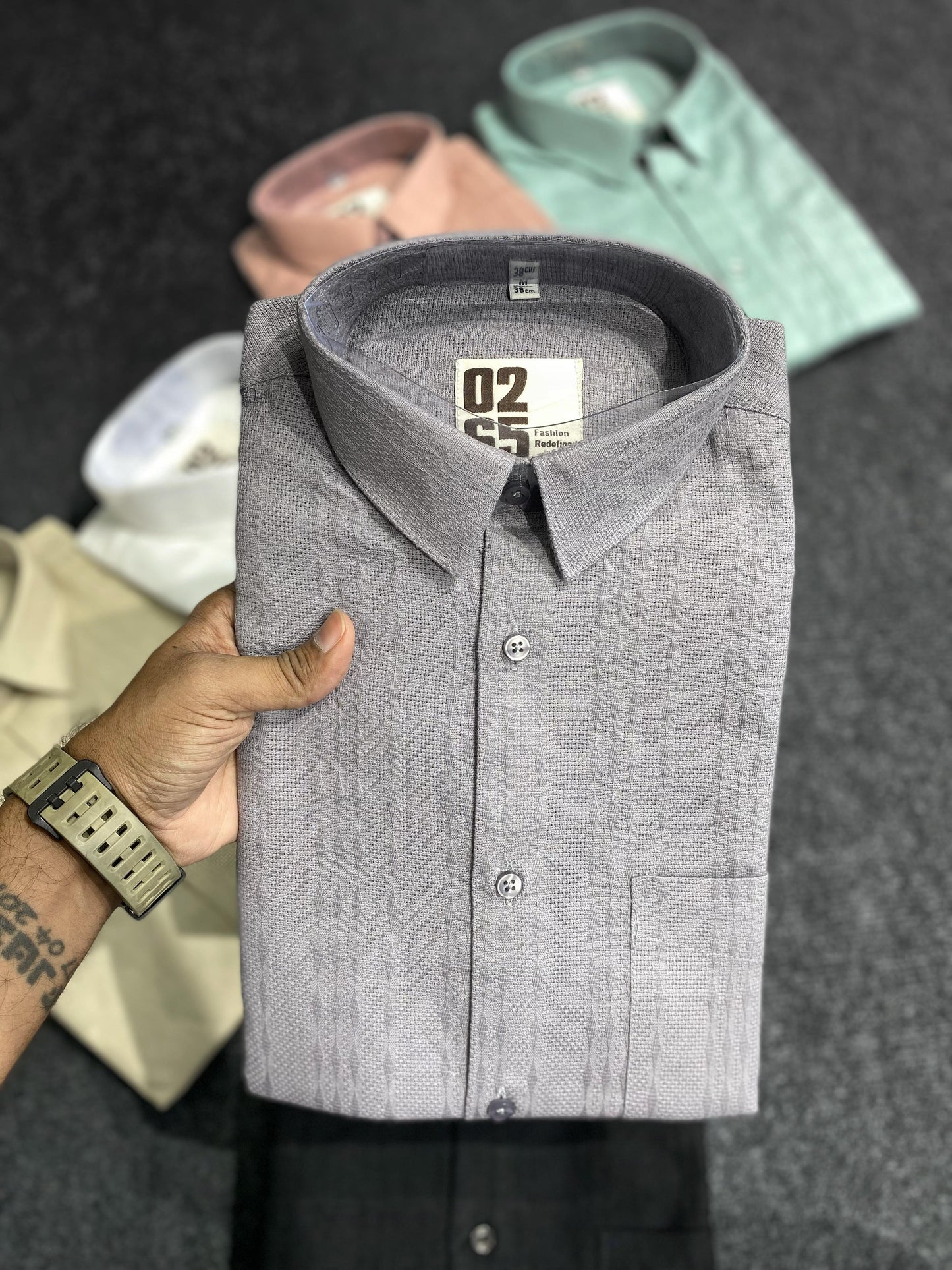 Jute Self Design Full Sleeve Shirt By 0265