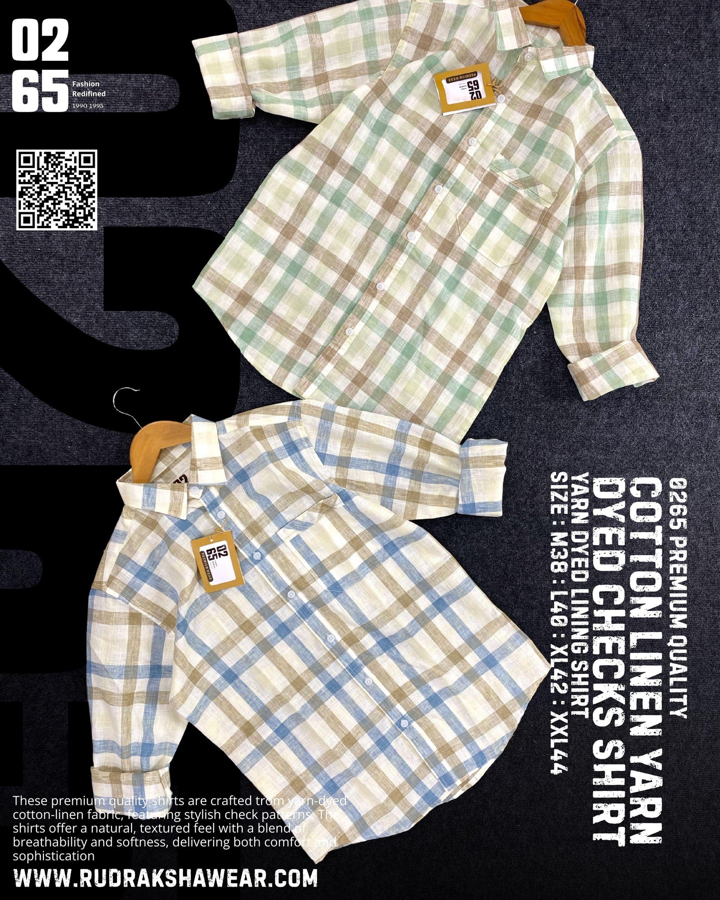 0265 Premium Cotton Linen Full Sleeve Yarn Dyed Checks Shirt