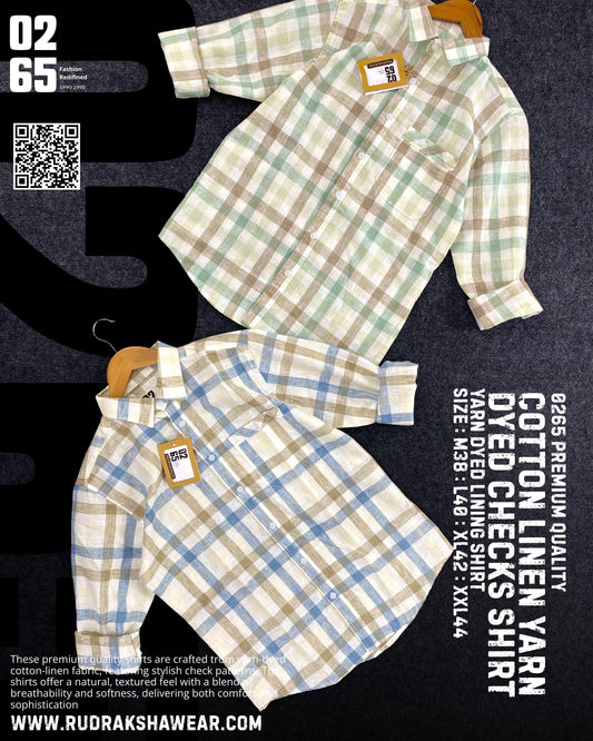 0265 Premium Cotton Linen Full Sleeve Yarn Dyed Checks Shirt