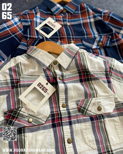 0265 Premium Yarn Dyed Double Pocket Shirt | Metal Snap Buttons | Soft Fabric