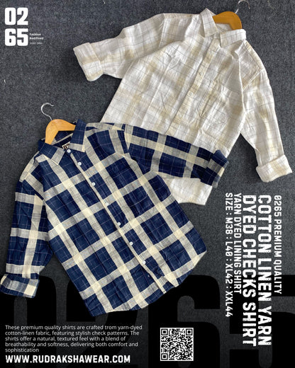 0265 Premium Cotton Linen Full Sleeve Yarn Dyed Checks Shirt