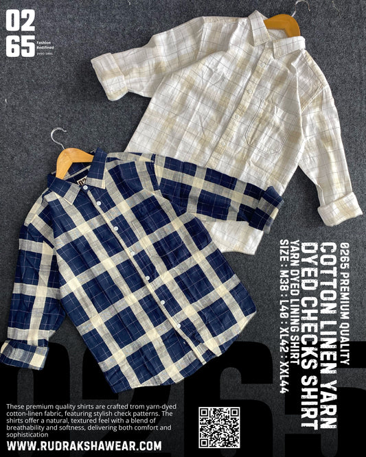 0265 Premium Cotton Linen Full Sleeve Yarn Dyed Checks Shirt