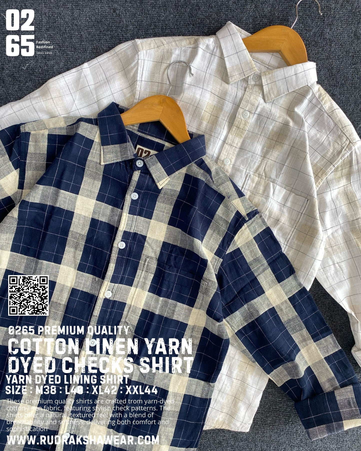 0265 Premium Cotton Linen Full Sleeve Yarn Dyed Checks Shirt