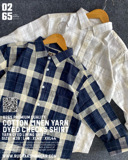 0265 Premium Cotton Linen Full Sleeve Yarn Dyed Checks Shirt